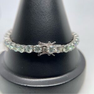 28 Carat Moissanite Diamond Tennis Bracelet 18K 925 Brilliant Round Cut 6.5mm